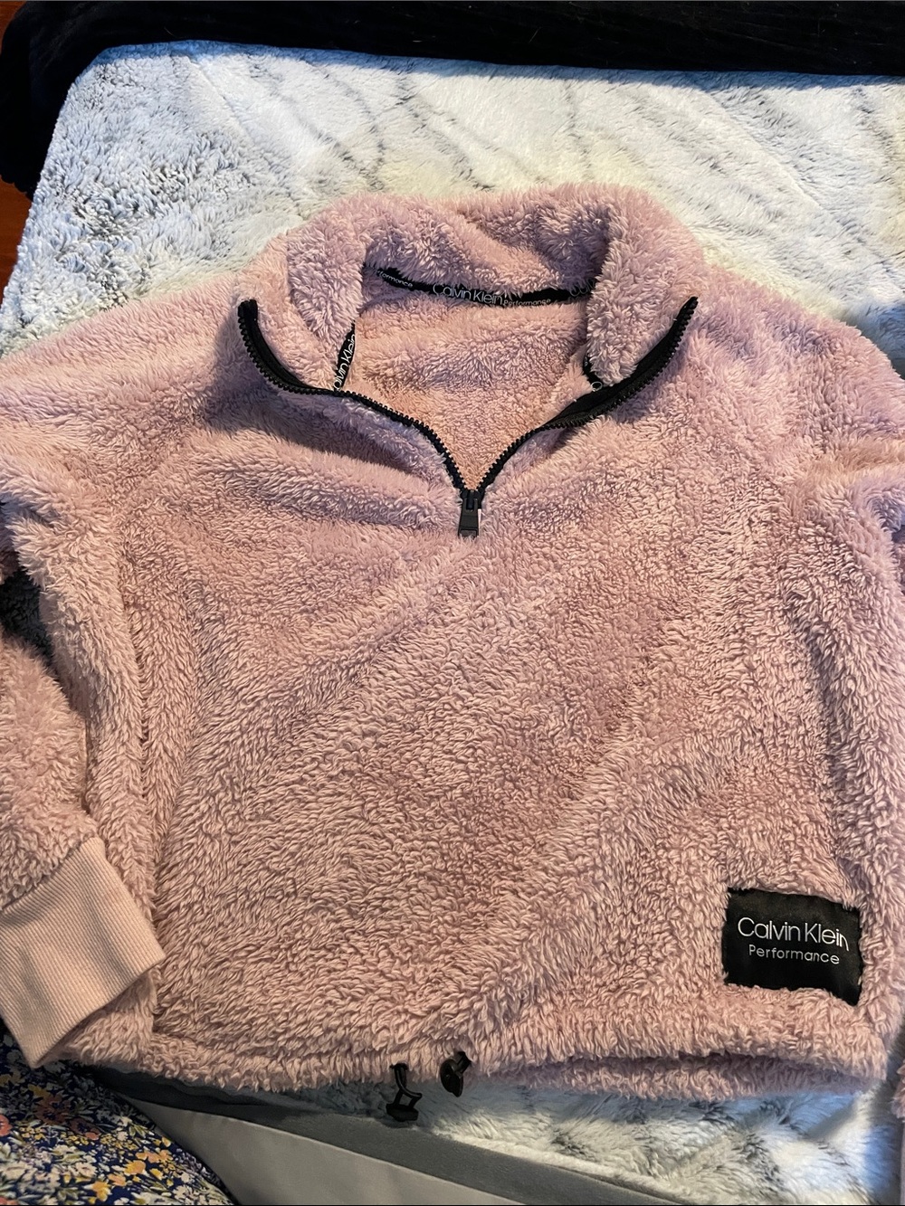 Calvin Klein Pink Sherpa Half-Zip Pullover
